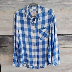 Blue and White Button-Up Shirt